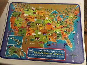Vintage 1968 Golden picture map puzzle of the United States of America