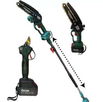 OXFORD Kit Potatura Forbice Cesoia Motosega 6" a batteria 68Vf +asta telescopica CH0402