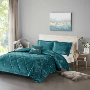 Luxury Teal Lush Velvet Duvet Cover Set AND Decorative Pillow - Picture 1 of 12