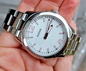 NICE Vintage Fossil Men's Silver Tone Watch Wristwatch 210813 Heavy Stainless NR - Picture 1 of 6