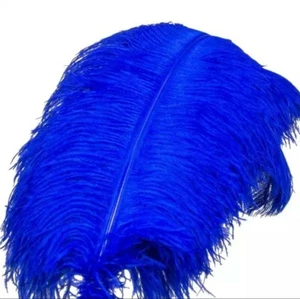 Ostrich feathers, 3 pieces blue length 45-50cm for hair wedding optional - Picture 1 of 2
