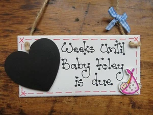 Personalised Pregnancy Countdown Baby Shower Mummy Plaque Sign Gift Grandparents - Picture 1 of 12