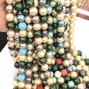 1 Strand 10mm Round Shell Pearl Multicolor Loose Bead Necklace Bracelet - Bild 1 von 24