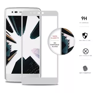 SILVER FULL COVERAGE TEMPERED GLASS FOR LG K8 (2017) ARISTO PHOENIX 3 FORTUNE - Picture 1 of 1