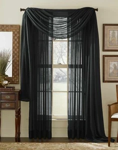 New 216" Long Sheer  Valance Window Scarf- Standard and Extra Large - All Colors - Picture 1 of 22