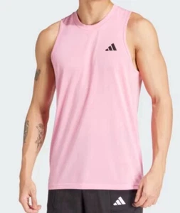 NWT Men’s Sz Large Adidas Slim Fit Training Essentials Pink Tank Top IT5428 $25 - Picture 1 of 4