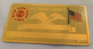 Etiqueta de tarjeta de metal del Departamento de Bomberos de EE. UU. NUEVO DE LOTE ANTIGUO productos Perma de colección - Imagen 1 de 1
