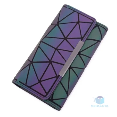 Geometrische Lange Brieftasche und Geldbörse Holografische Reflektierend Trifold