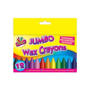 12 Jumbo Wax Crayons - Pack Children Kids Party Colouring Soft Bright Colours - Picture 1 of 1