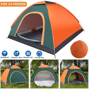 3-4 Person Man Family Tent Instant Pop Up Tent Outdoor Camping Hiking Festival - Picture 1 of 24
