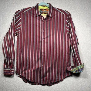 Robert Graham Shirt Mens XL Embroidered Knowledge Wisdom Truth Striped Flip Cuff - Picture 1 of 13