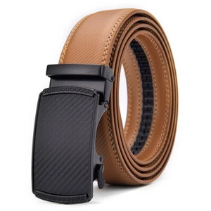 Mens Italian Leather Belt Belts New Real Sliding Buckle Trouser Black Brown Tan - Picture 1 of 16