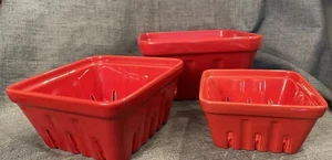 Juego de 3 coladores usados en excelente estado caja cesta bayas cerámica roja caja y barril - Imagen 1 de 8