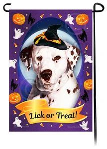 Halloween Garden Flag - Liver and White Dalmatian - Picture 1 of 1