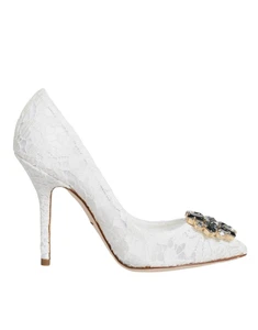 Dolce&Gabbana Taormina Women White Pumps Viscose Cotton Lace Heels Shoes EU 36 - Picture 1 of 8