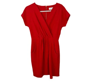 Closet London Red 2 in 1 Wrap Front Pleated Pencil Mini Dress Women’s Size 10 - Picture 1 of 11