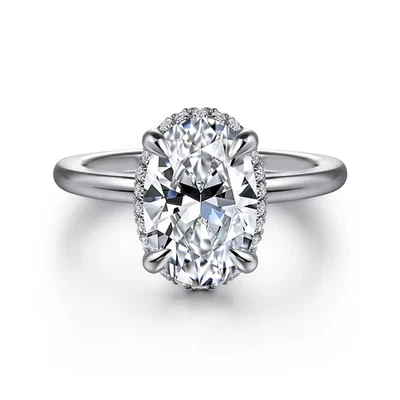 18k White Gold Ring IGI Lab Grown 2.15 Ct Oval Cut Diamond  5 6 7 Wedding - Image 1 of 4
