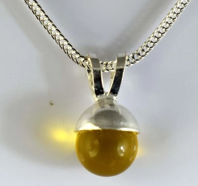 Ciondolo Brasiliano 19,20 Ct Topazio Giallo Tondo Sfera Certificato... - Immagine 1 di 4