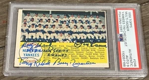 Larsen Kubek Richardson Schantz Yankees Team 1958 Topps #246 Signed PSA 9 Auto - Picture 1 of 2