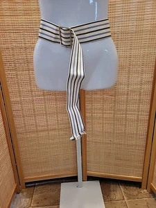 Express Belt Womens Size Medium Large Blue Navy White Striped Length 44 - Picture 1 of 14