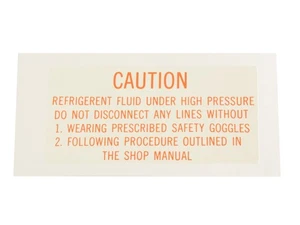 1963-1965 Corvette Air Conditioner Compressor Warning Decal - Picture 1 of 1
