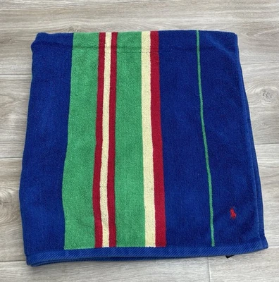 Toalla de playa Ralph Lauren a rayas rojo azul verde algodón 34x68 Foto 1 de 4