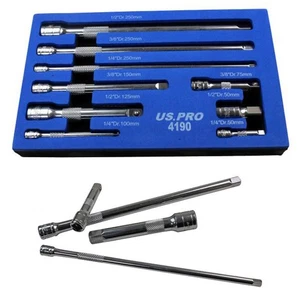 US PRO 9pc 1/4" 3/8" 1/2" Dr Extension Bar Set, Sockets bars 50 t 250mm - Picture 1 of 4
