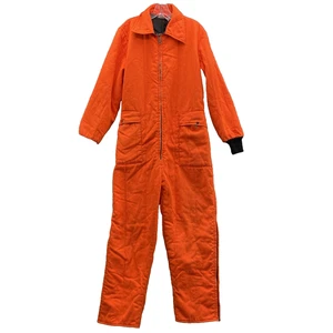 Vintage Dacron Coveralls Men's Orange Dacron Hollofil 808 Insulated Made in USA - Picture 1 of 11