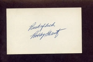 BOBBY SHANTZ SIGNED 3x5 Index Card Yankees 1955 Athletics 1962 Colt .45s - Picture 1 of 2