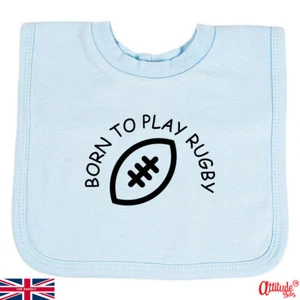 Rugby Baby Bibs-Printed-Born To Play Rugby-Baby Rugby Bibs-0-6 Months-Pullover - Picture 1 of 6