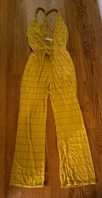 Free People Beach Jumpsuit/Romper Mustard Yellow Sleeveless Halter XS EUC - Image 1 of 4