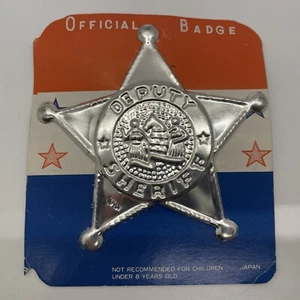 Vintage Blechspielzeug offizielles Abzeichen Deputy Sheriff Pin Papierrücken silberner Stern - Bild 1 von 3