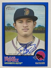 Milkar Perez 2022 Topps Heritage Minor League Blue Real One Auto #74/99