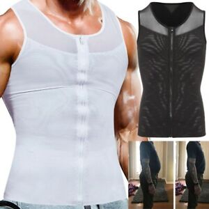 Men Compression  Slimming Body Shaper Vest Sleeveless Zipper Undershirt Tank Top