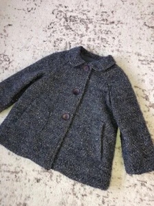 Neu Zara Baby Mädchen strukturiert gewebt Peter Pan Kragen Wollmischung Mantel 12-18M blau - Bild 1 von 9