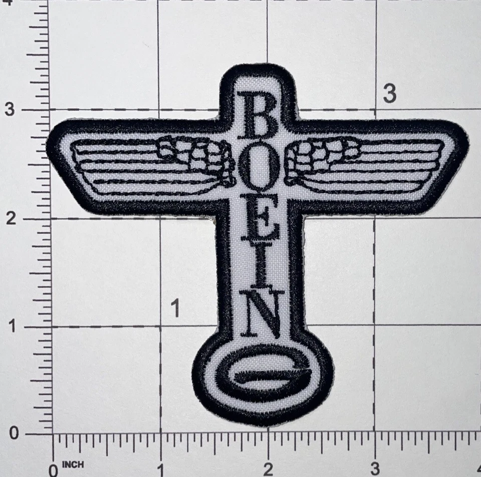Boeing Totem Logo Patch White Iron-On/Sew-On Repro New A345 - Image 1 of 1