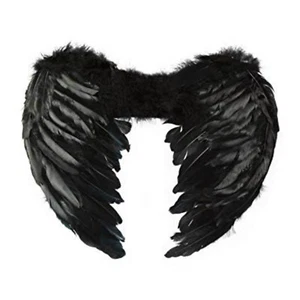 BLACK ANGEL FAIRY WINGS DARK ANGEL FANCY DRESS HALLOWEEN COSTUME GOTHIC - Picture 1 of 1