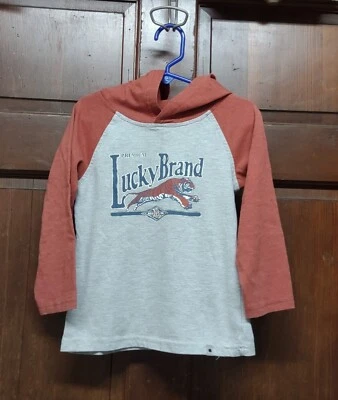 Lucky Brand Hoodie Hooded Long Sleeve Shirt Orange Gray Tiger Toddler Size 4T - Image 1 of 3