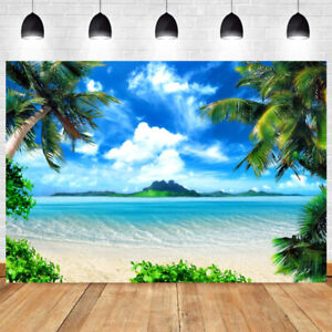 Tropical Beach Backdrop Party Luau Palm Tree Summer Photo Background Banner