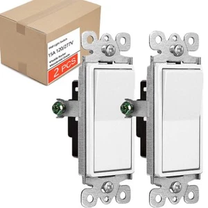 Interruptor de luz de pared de un solo polo 120/277 V encendido/apagado interruptor de paleta balancín paquete de 2 UL - Imagen 1 de 12