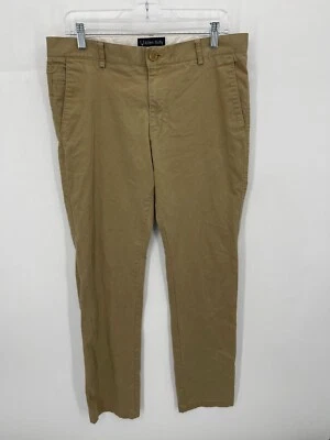 Calça Allen Solly masculina 34x33 cáqui marrom frente plana chino perna reta - Imagem 1 de 4