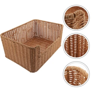 Imitation Rattan Storage Basket Office Tabletop Sundry Desktop Book - Picture 1 of 12