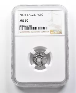 2003 $10 American Platinum Eagle 1/10 Oz Platinum MS70 NGC *8522 - Picture 1 of 3