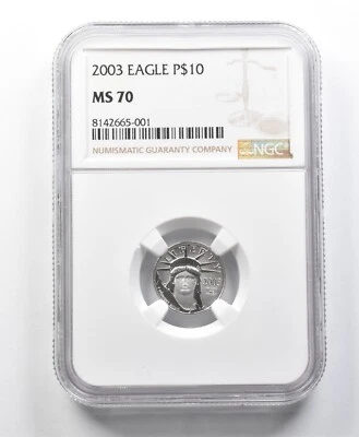2003 $10 American Platinum Eagle 1/10 Oz Platinum MS70 NGC *8522 - Image 1 of 3