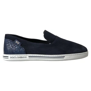 DOLCE & GABBANA Shoes Saint Tropez Blue Suede Caiman Loafers EU39 / US6 1200usd - Picture 1 of 13