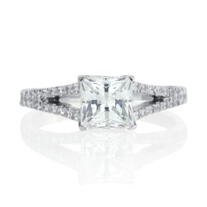 1 1/4 CT Diamond Engagement Ring Princess Cut D/VS1 14K White Gold Size 7 - Picture 1 of 5