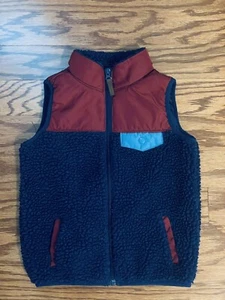 Little Boys Size 6 CARTER'S KIDS Maroon/Navy/Colorblock Sherpa Fleece Vest - Picture 1 of 10