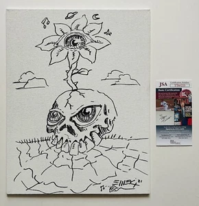 ORIGINAL EMEK SKETCH ON 11X14 WHITE CANVAS EXTREMELY RARE JSA COA - Picture 1 of 5