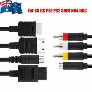 4-IN-1 AV S-Video Cable for Game Console Sega Saturn SS DC PS1 PS2 SNES N64 NGC - Picture 1 of 4
