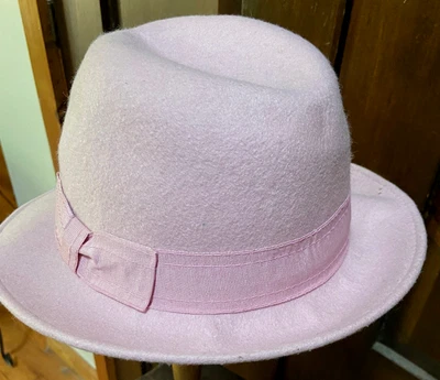 Fedora vintage en rosa pálido! W's 8, 100 % lana, clásico chic años 80 Foto 1 de 4